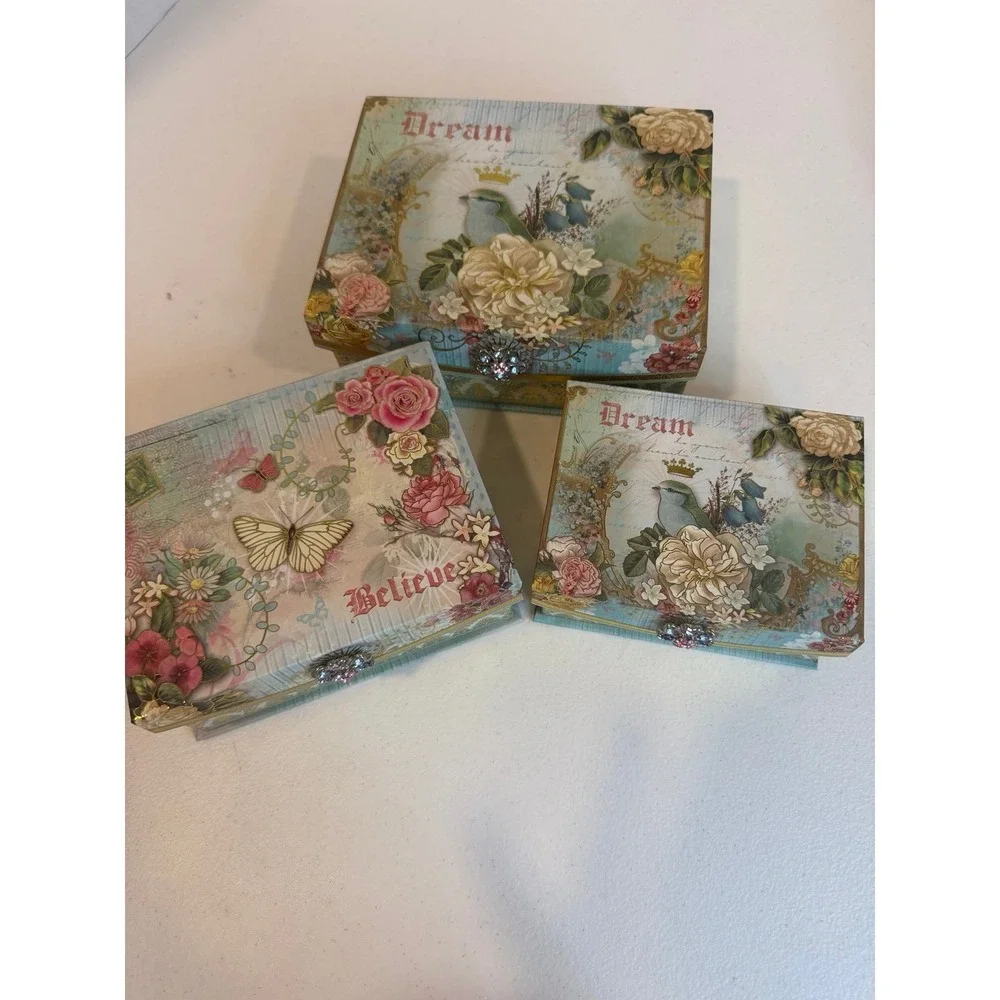 Shabby Chic Storage Boxes, set of 3